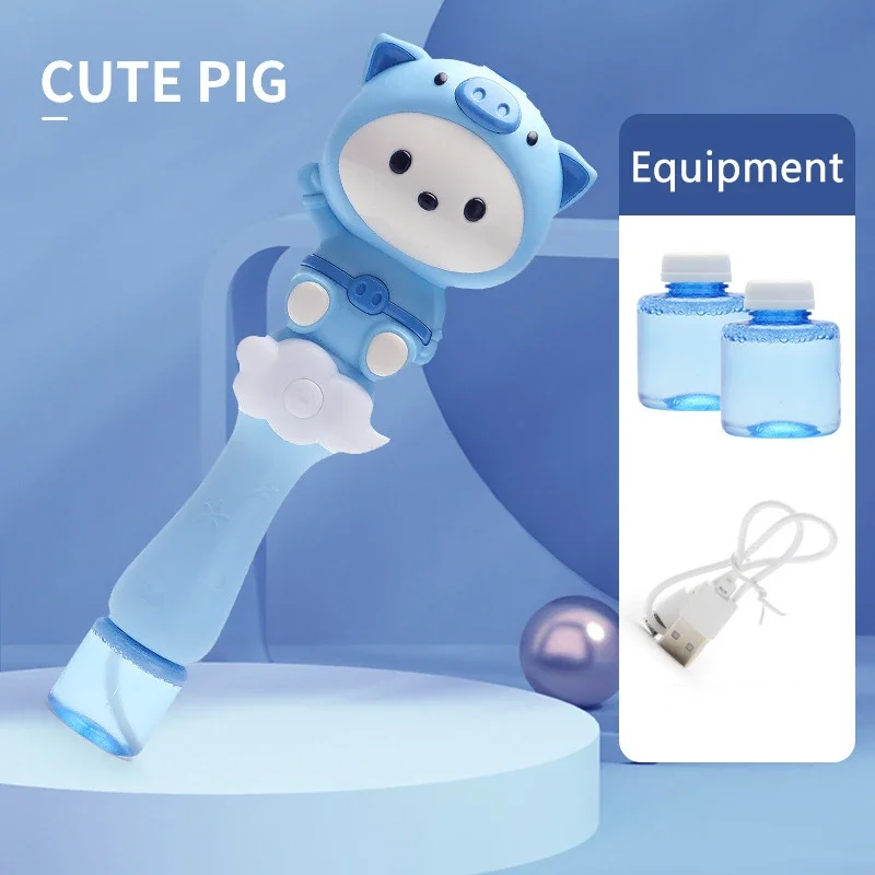 Cartoon Little Sheep Handheld Bubble Machine Fully Automatic with Light Music Luminous Magic Stick Bubble Children's Toy