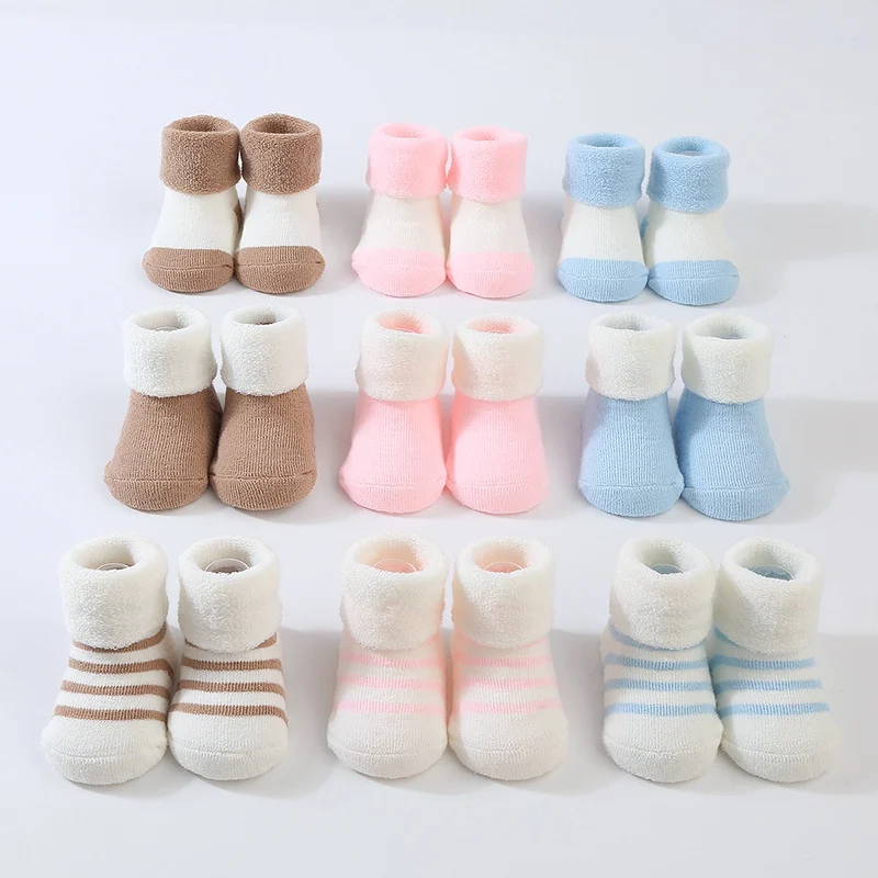 3 Pairs/Set Infant Baby Socks for Girl Boy Cute Contrast Color Cotton Breathable Accessories Unisex Newborn Warm Short Socks