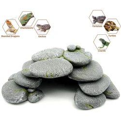 Reptile Turtle Hiding Cave Habitat Shelter Basking Platform Resin Handicraft For Aquarium Fish Tank Decoration