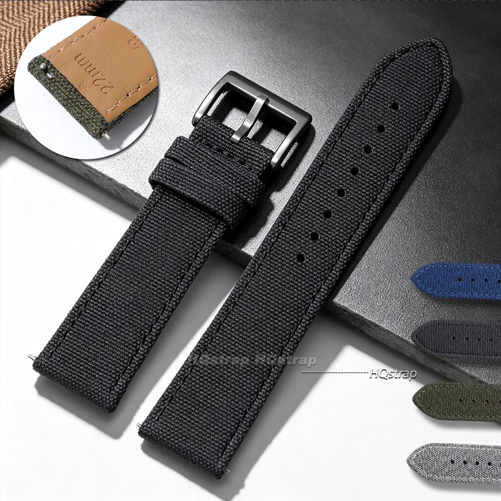 Nylon Leather Watch Strap 20mm 22mm for Rolex for Omega Universal Bracelet Quick Release Soft Sport Fabric Replacement Wristband