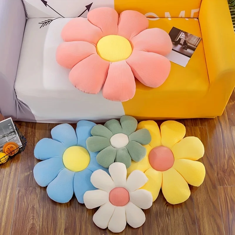 Green Small Daisy Flower Cushions Cushions Stool Pads Sunflower Tatami Cushions Petal Pillows Garden Decoration Home Decorations