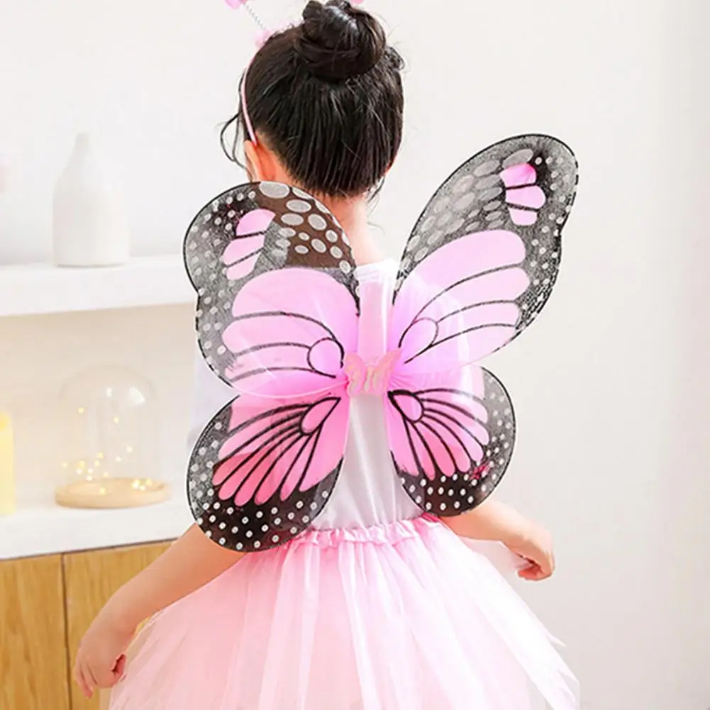 Children Skirt Set Headband Wand Wings Elastic Waist Mesh A-line Skirt Princess Style Kids Party Fairy Costume Set