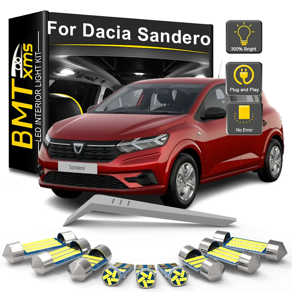 

BMTxms 9PCS Canbus LED Interior Light Bulb Kit For Dacia Sandero Stepway 2010-2019 2020 2021 2022 2023 2024 Car Dome Trunk Lamp