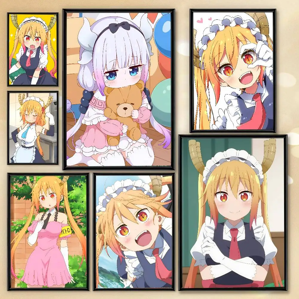 1pc Miss Kobayashi's Dragon Maid Anime Poster Sticker Print Waterproof Wall Art For Living Room Bedroom Home Decor