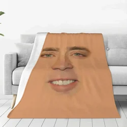 Nicolas Cage Full Face Wool Blanket Novelty Throw Blanket for Home Rug Piece