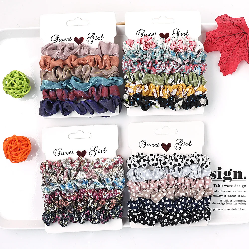 5 Pz/set Moda Coreana Scrunchies Hairband Stampa Leopard Scrunchie Set Signore Fascia Elastica Dei Capelli Copricapi Accessori Per Capelli Delle Donne