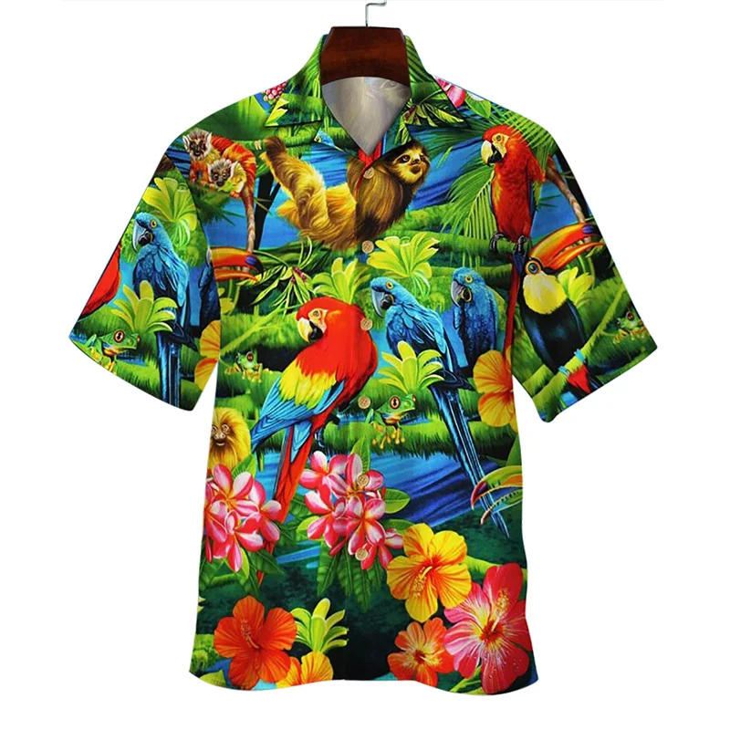 New Summer 3D Animal Parrot Rabbit Printed Shirts For Women Children Fashion Funny Shirts Blouses Hawaiian Cute Clothing Y2k Top