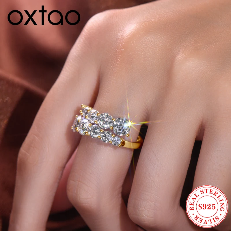 

Кольца OXTAO с муассанитом для женщин, серебро S925, с сертифицированным сверкающим лабораторным бриллиантом, кольцо с поворотным хвостовиком, обручальное кольцо, ювелирные изделия