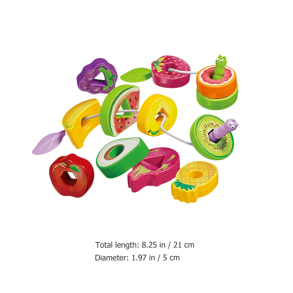 Fruit Chuckling Blocks Toys Threading String Music Lacing Abs Stringing Toddler Educational Beaded Fruits Blocks Toys Shape