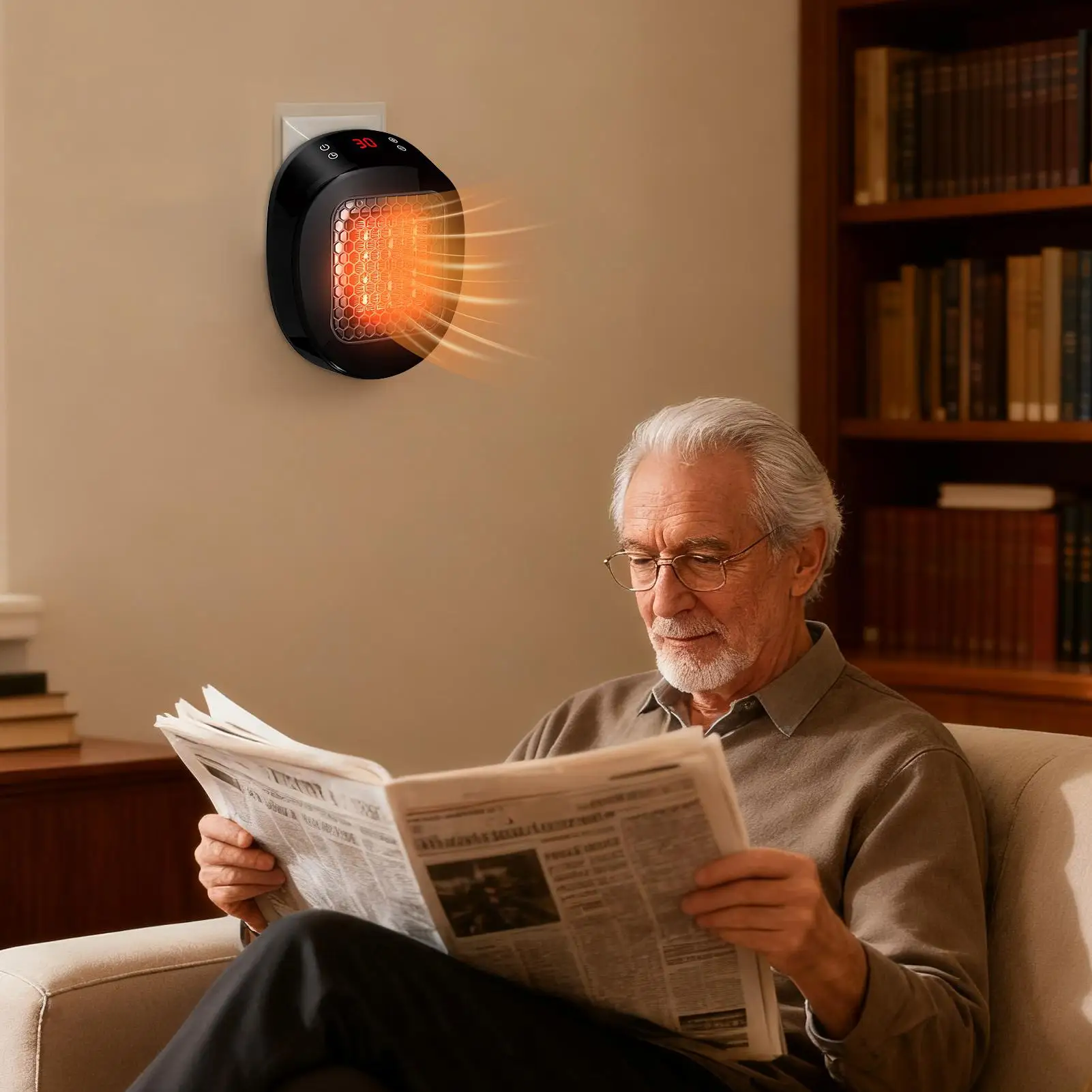 

Небольшой обогреватель, обогреватель со светодиодным дисплеем и термостатом, дистанционная настенная розетка, электрический обогреватель для ванной комнаты, спальни, дома, общежития