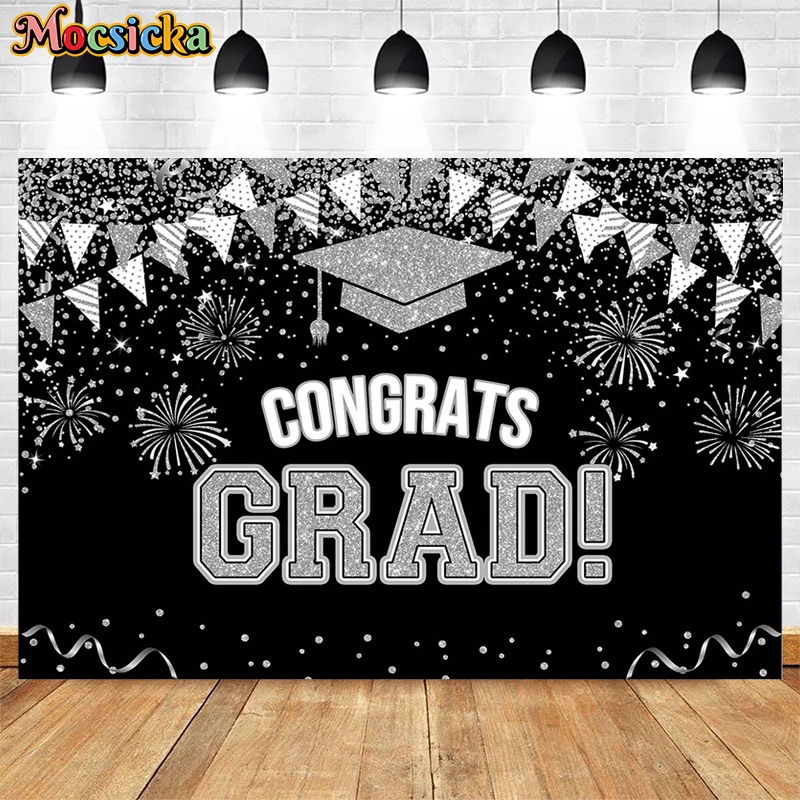 Graduação Fotografia Fundo para Student Studio, Cerimônia De Graduação, Glitter Balão Decoração, Banner, 2023