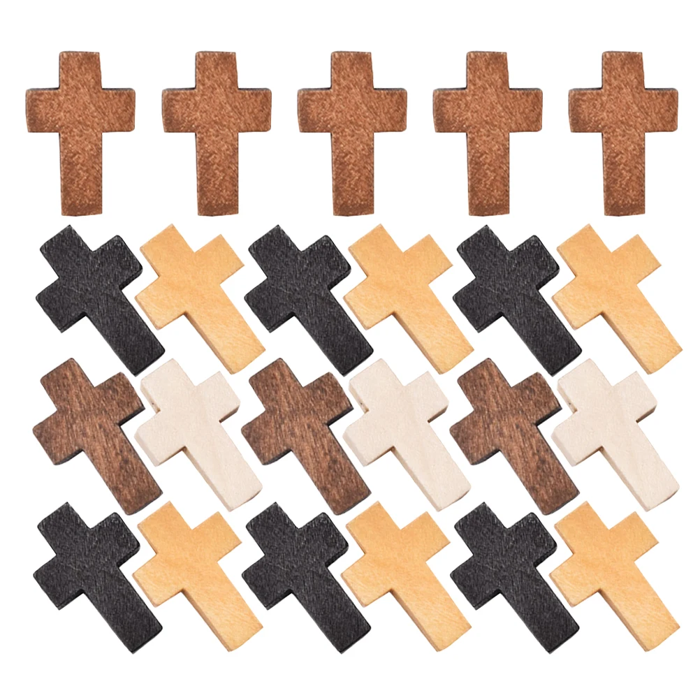 

100 Pcs Wooden Cross Decor Natural Wood Material Handmade Crafts Vintage Home Garden Accessories Sewing Supplies