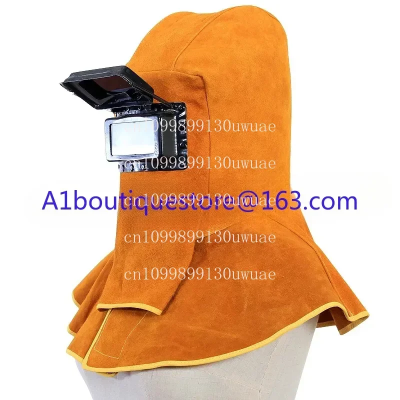 

Cowhide Welder Mask Welding Helmet Eye Protection Fireproof Flower Head Leather