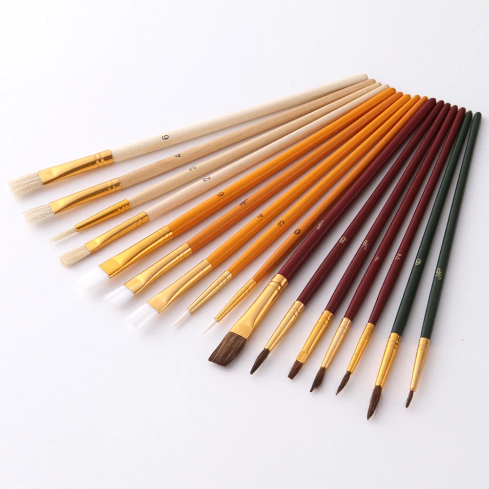 

25pcs Paint Brushes Assorted Sizes Nylon Bristle Sponge Camel Hair Anti Dropping Rust Ferrule Wood H les Watercolor Acrylic