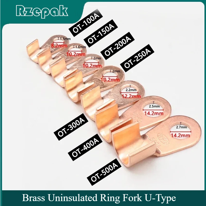 Wire Terminal OT Type Open-End Copper Crimp Terminal Lugs 100A-500A Cable End Connector Splice Terminals Battery Wire Connectors