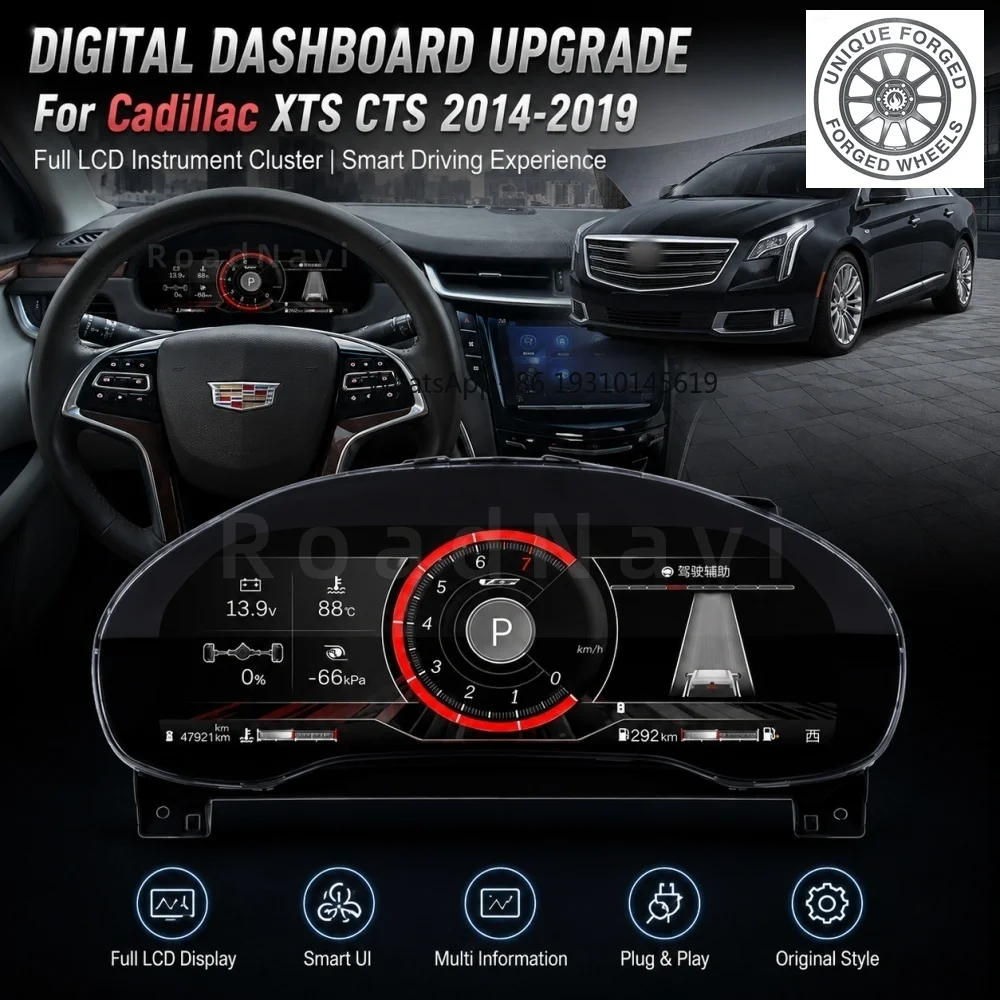 

26style BC RoadNavi Upgrade Dashboard Instrument for Cadillac XTS CTS 2014-2019 LCD Digital Cluster Car Dashboard Panel Speedome