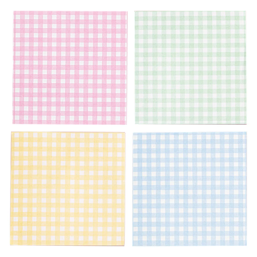 

4 Books Schedule Stickers Plaid Element Convenient Memo Pads Lattice Student