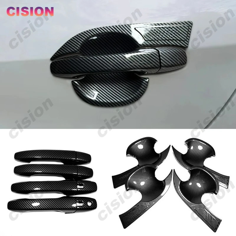 

Glossy Carbon Fiber Style Car Door Handle Bowl Bezel Frame Panel Cover Trim ABS Sticker For Toyota Yaris Cross AC200 2023-2026