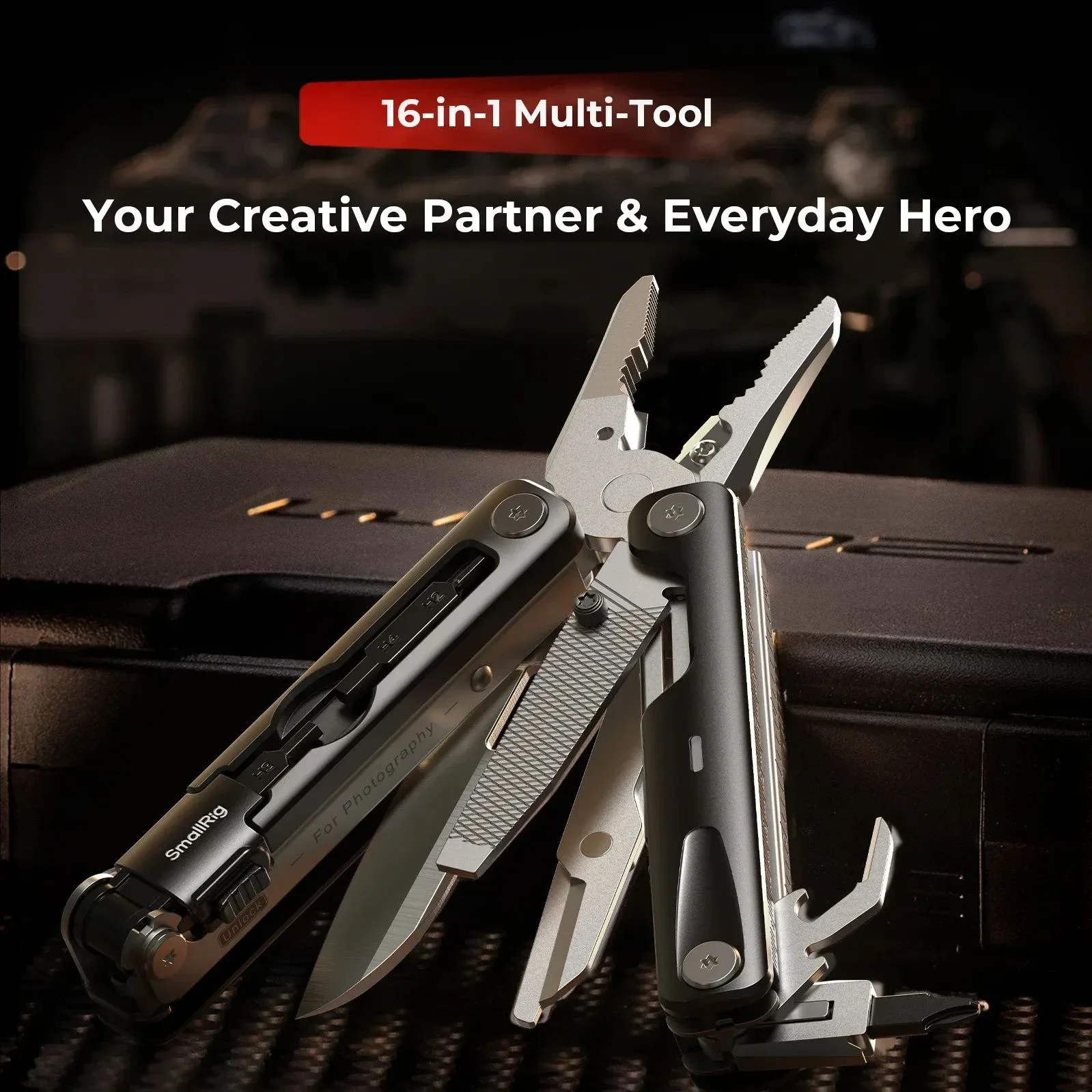 SmallRig Foldable Multi-Tool Kit 16-in-1 with Allen Wrenches Flat Wrench Knife Scissors File Pliers Tools for DSLR Camera -5294