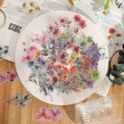 50pcs Kawaii Creative Flower Plant Stickers Hand Tent DIY Transparent Sticker Labels Scrapbooking Journal Supplies Gift Toys