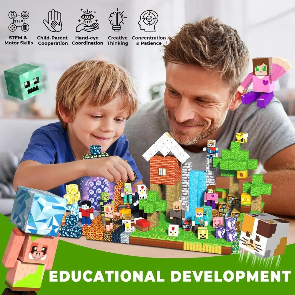 Set di blocchi magnetici STEM - 474 pezzi per bambini 4-8, giocattoli educativi da costruzione, regalo ideale per bambini di 3-12 anni