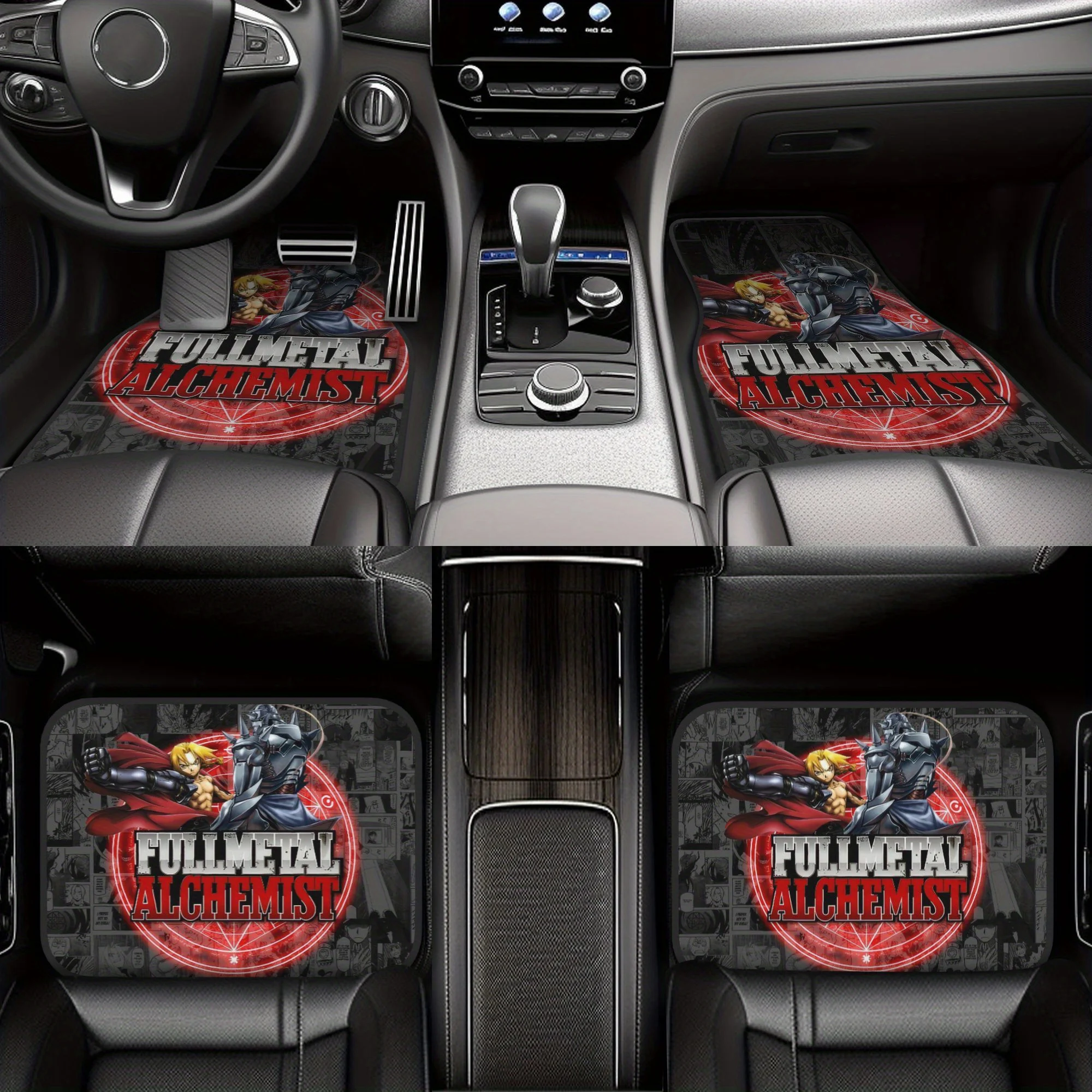 4pcs FullMetal Alchemist Mecha Full Metal Fullmetal Alchemist Car Floor Mats,Durable Polyester Fiber,Fit For Cars,Ideal Gift, Ve