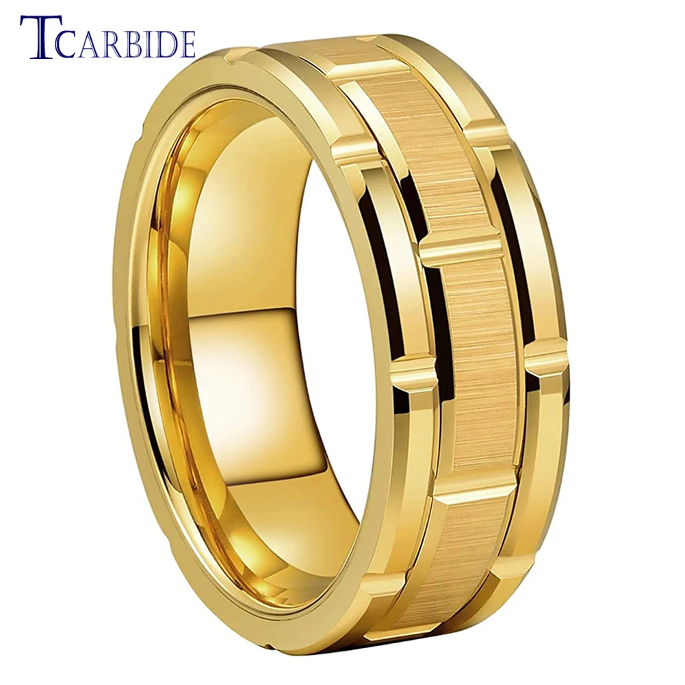 

8MM Men Women Cool Wedding Band Tungsten Carbide Ring Multi Grooves Finish Boyfriend Husband Surprice Gift Jewelry