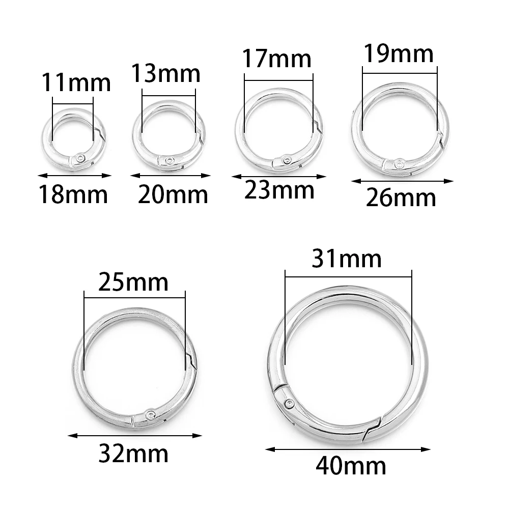 5-10Pcs/Lot Metal Spring Gate O Ring Bag Buckle Metal Clasp Carabiner Snap Hook Spring Keyring DIY Bag Luggage Jewelry Accessory