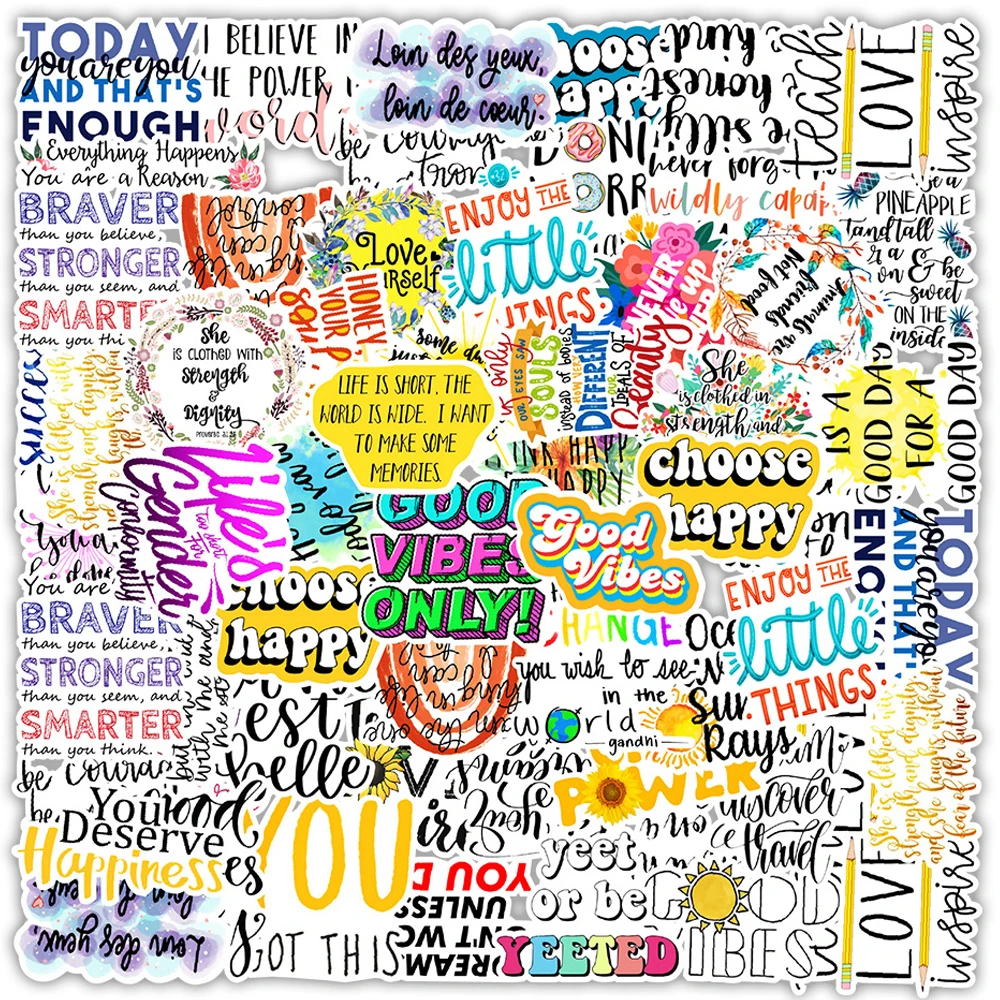 10/30/50/100 قطعة تحفيزية الإنجليزية عبارة ملصقات ملونة ملهمة الكتابة على الجدران الشارات دفتر حقيبة الهاتف ملصق حزمة