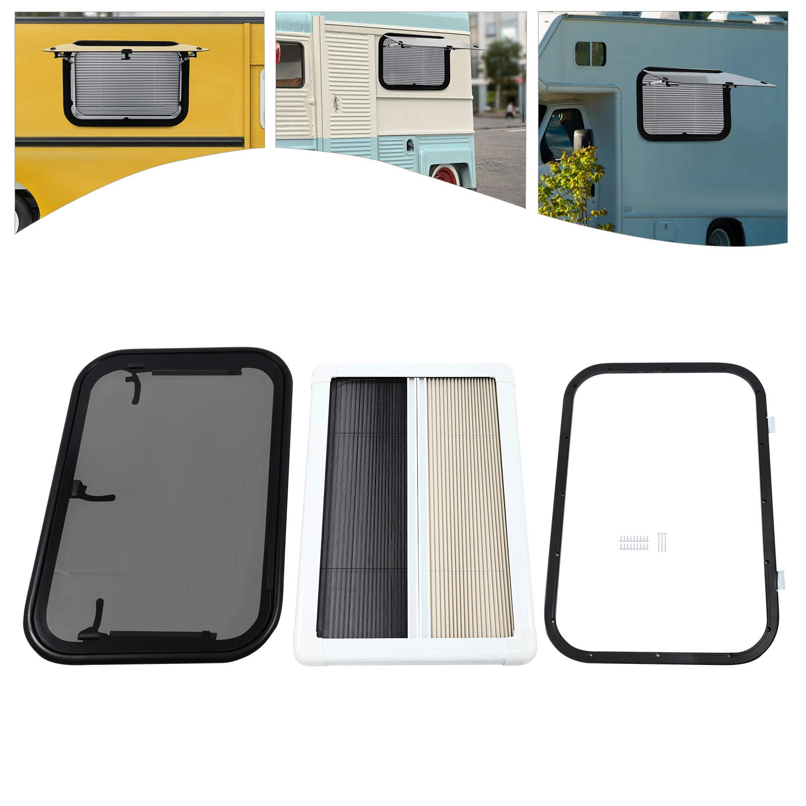 RV Window 75x50cm with Trim Kit Thick Replacement Emergency Hinged Push Out Safe Exit Easy Installation for Camper Cargo Trailer