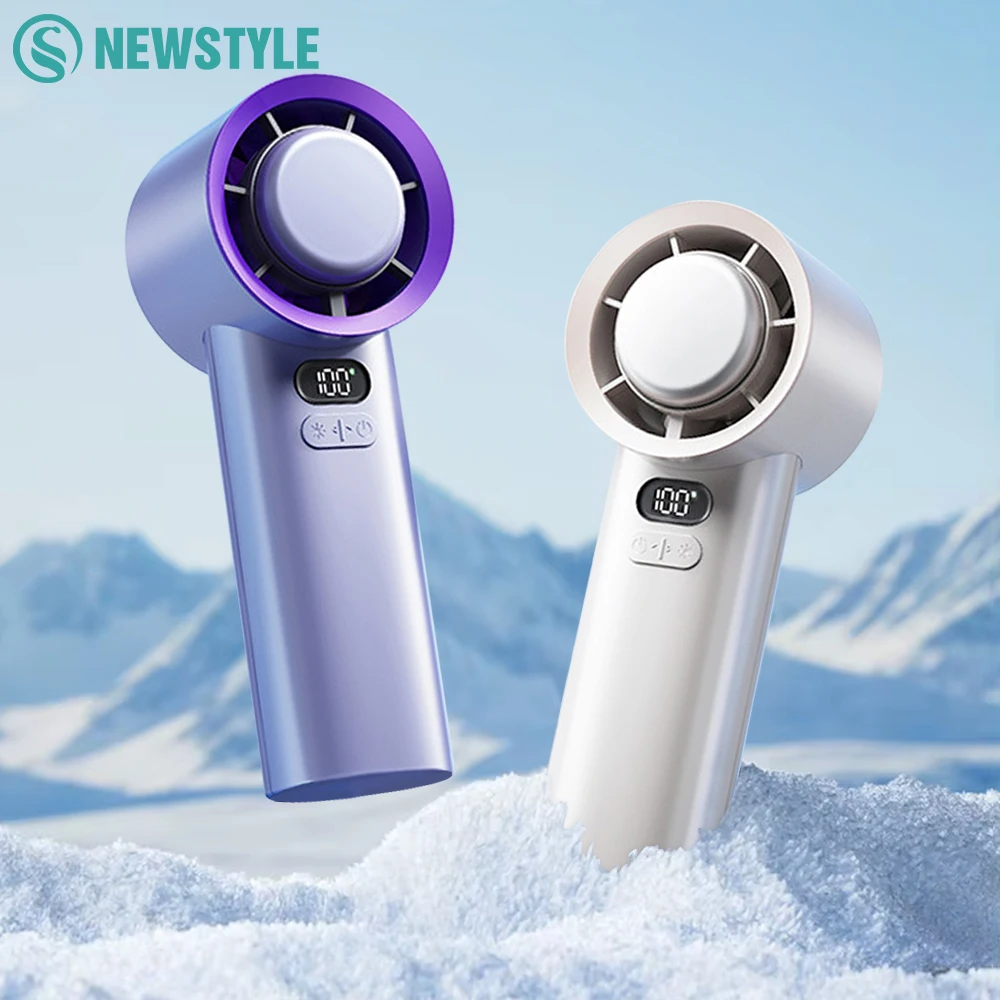 Handheld Portable Turbo Fan with Cooling Function Power Display 4000mAh Type-C Rechargeable Outdoor Cooling High-speed Mini Fan