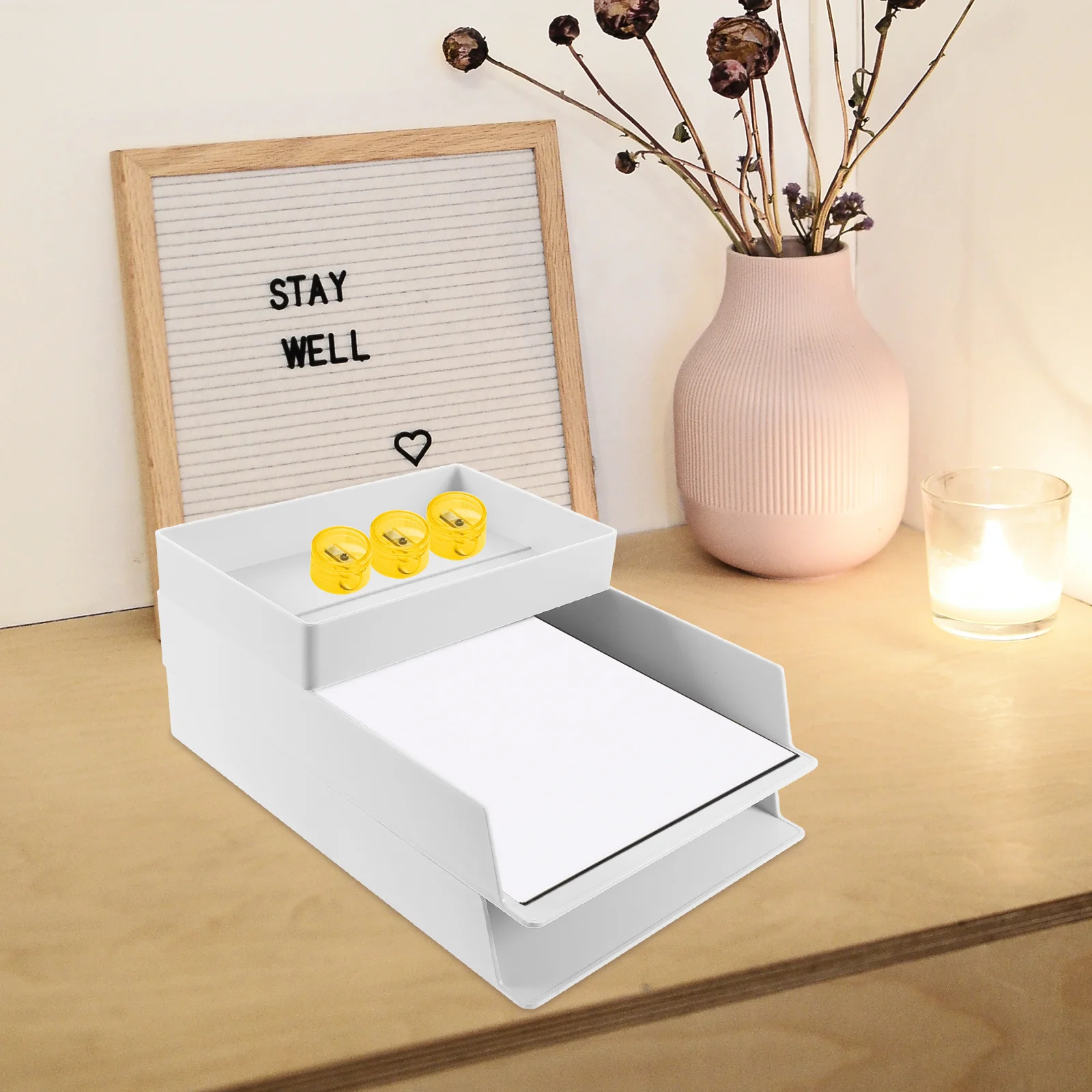 

Office Supplies Desk Organizer Tool Desktop Storage Stationary White Stationery