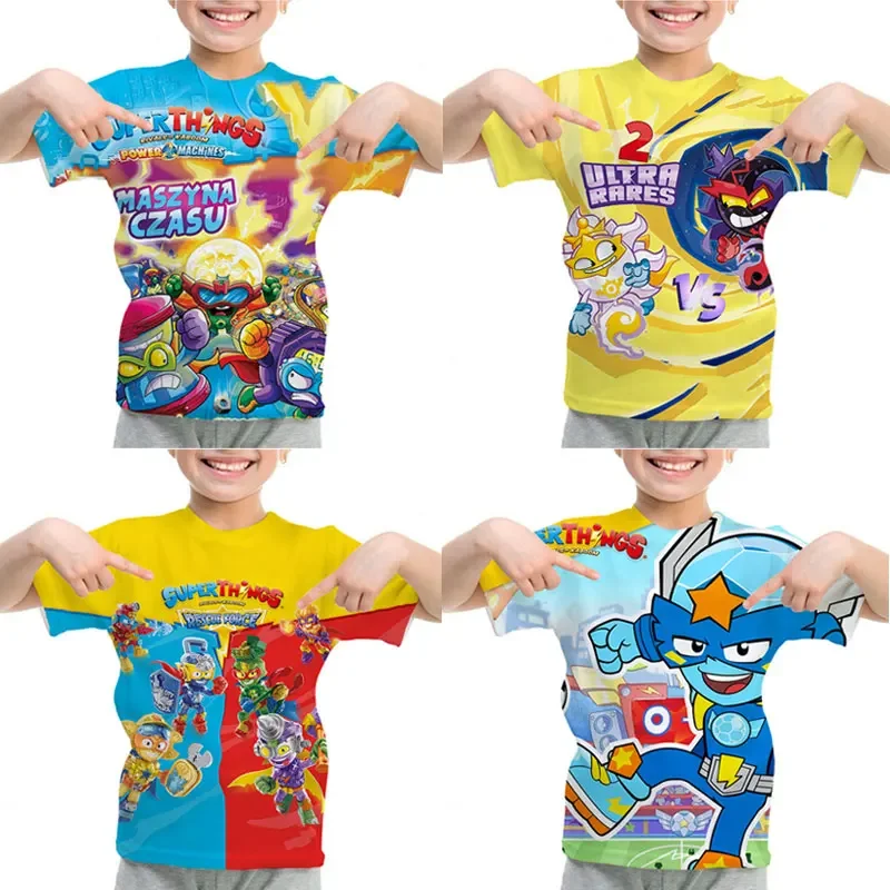 Camiseta infantil, camiseta infantil dos desenhos animados, Rescue Force Tops, camiseta infantil, meninos, meninas, verão