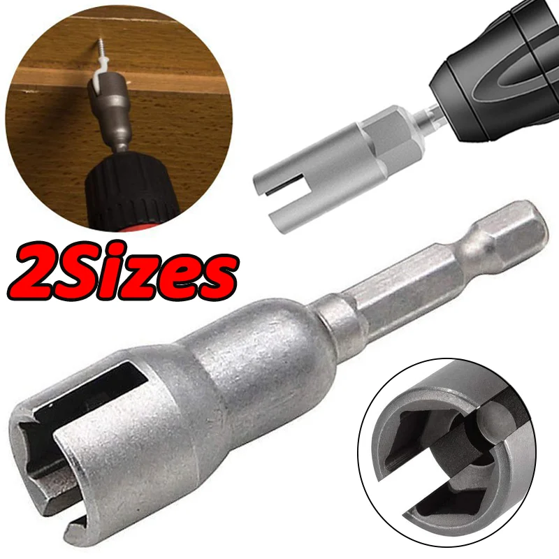 

1pc Natural Slotted Butterfly Hole Socket Wrench 1/4" Hex Shank Socket Adapter Electric Screwdriver Wing Nut Socket Tool Set