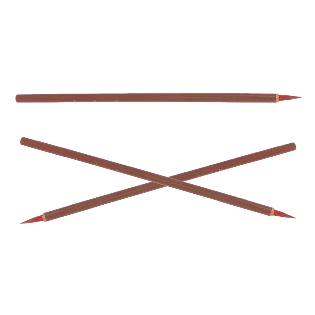3 Pcs Hook Line Little Red Writing Brush Student Wood Chinese Calligraphy Drawing