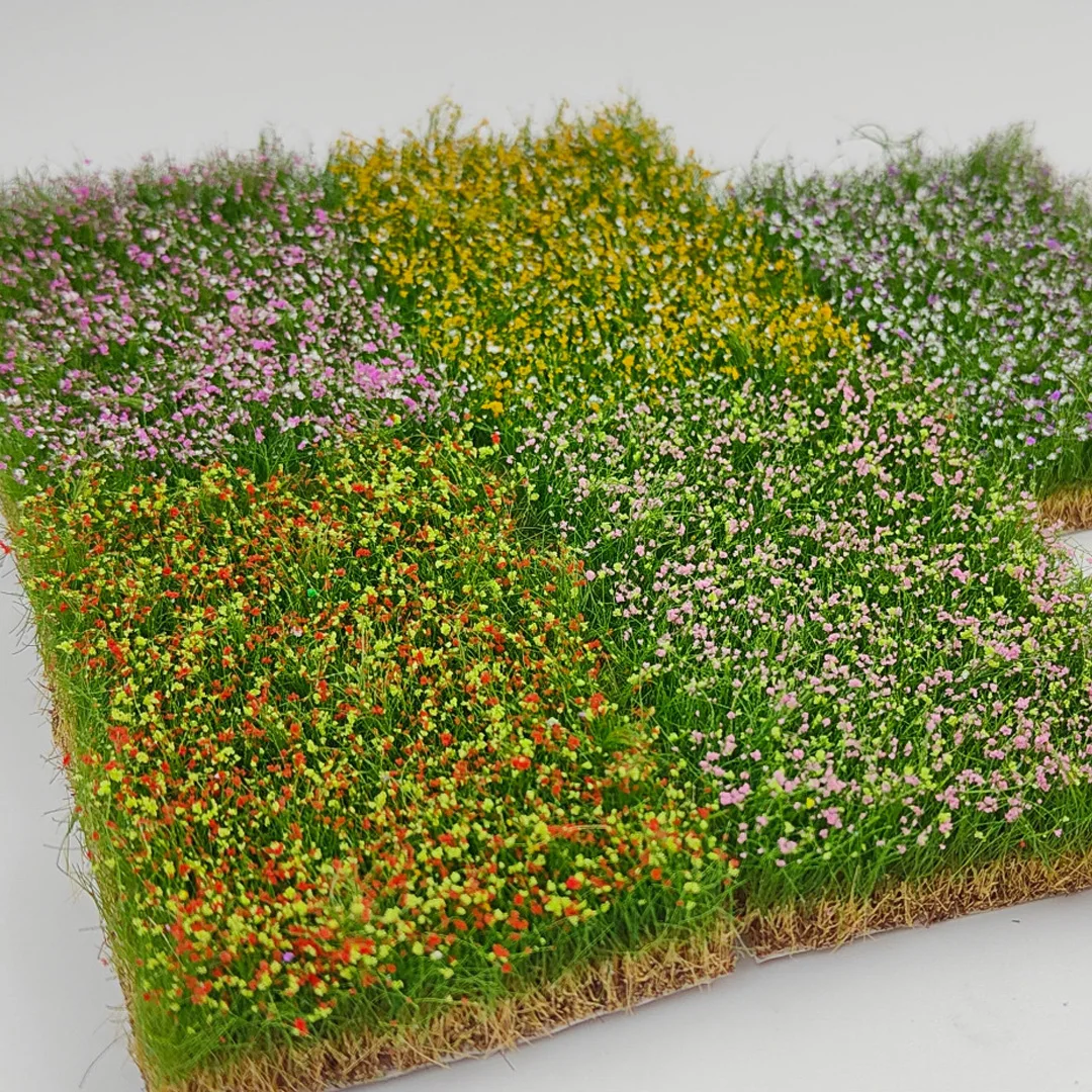 12MM Handgeschnittene Rasenblumen-Cluster-Szenenmaterialien für Militär-Sandtische, Eisenbahnlandschaften, Kriegsspielplattformen, statisches Gras – Detail 1