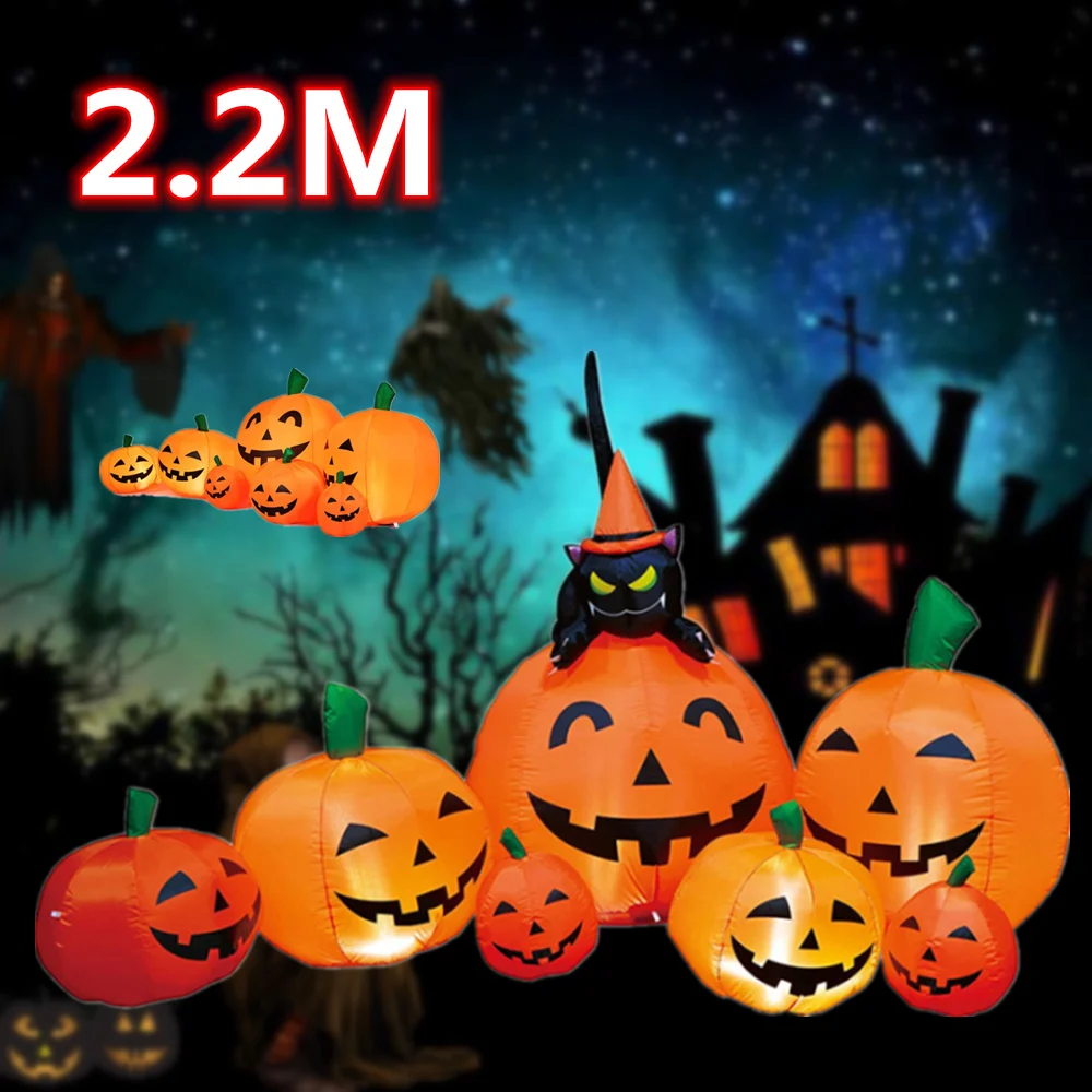

Хэллоуин, 2,2 м, надувные Светящиеся Тыквы семь и одна фотосессия, встроенная фотовспышка, реквизит для наружного двора