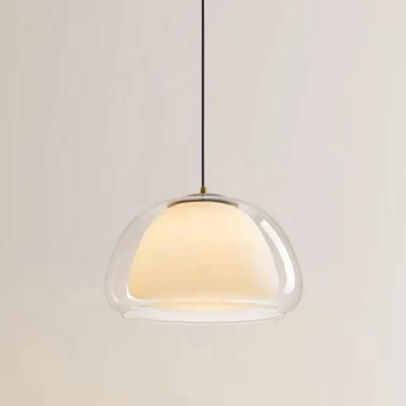 Image of Kreative Gelee-Pendelleuchte Minimalistisch Nordisch E27 Einzelkopf Klares & Milchweißes Glas Lampe für Wohnzimmer Schlafzimmer Esszimmer