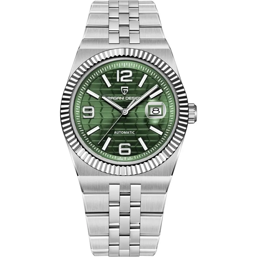 

Дизайнерские мужские автоматические часы, корпус из нержавеющей стали 40,5 мм, синтетическое сапфировое стекло, автоматический механизм CalenWatch, черный, небесно-голубой, белый, G