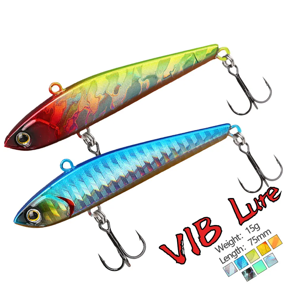 1PCS 75MM/15G Sinking VIB Mini Fishing Lures Vibration Winter Wobblers Hard Ice Slight Hard Baits For Perch Carp Swimbait