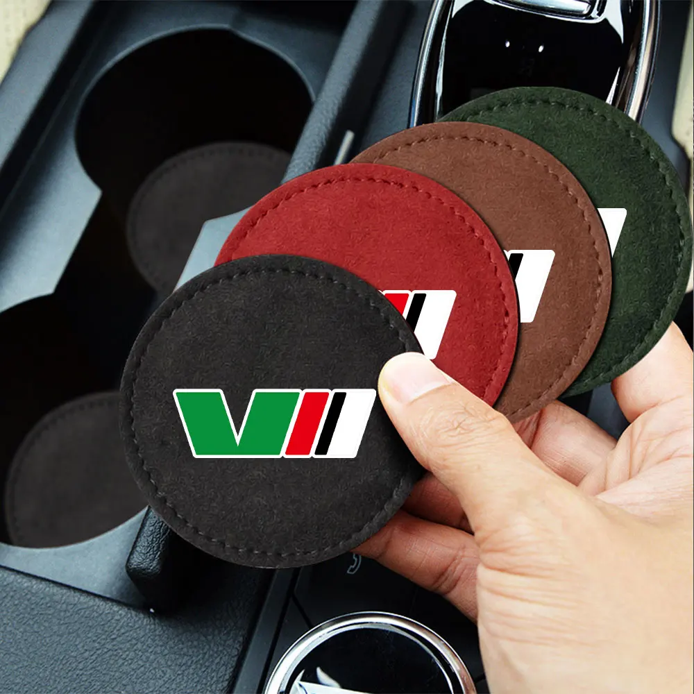 2Pc Car Fur Water Coaster Pad Anti-Slip Cushion Drink Mat For Skoda S Skoda Kodiaq Fabia Kamiq Karoq Octavia 3 A5 A7 Rapid Scala