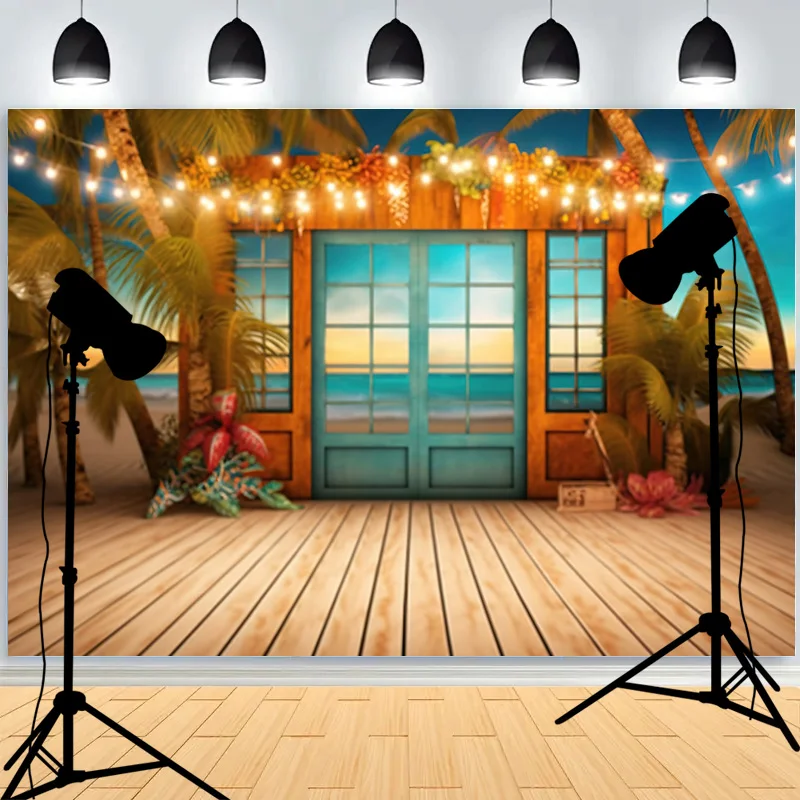 Summer Beach Digital Printed Photography Backdrops Tropical Holiday Children Baby Birthday Party Photo Studio Background RD-01