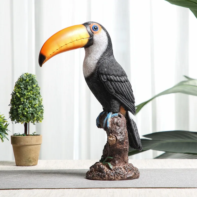 Creative Ornament Simulation Ramphastos Toco Miniatures Living Room TV Cabinet Home Decoration