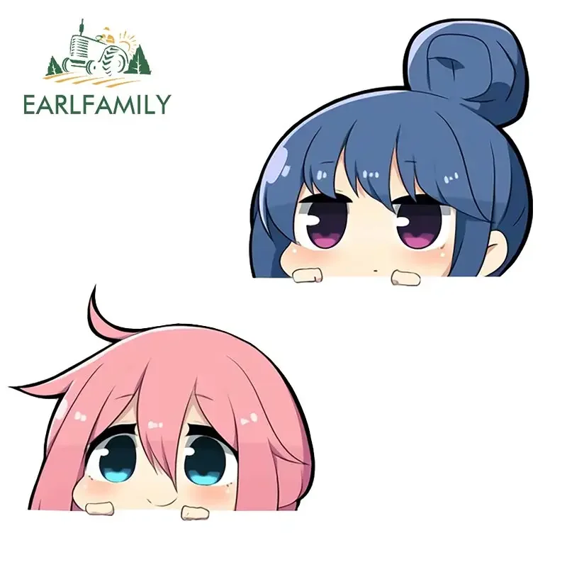

EARLFAMILY 13cm for Cute Peek Anime Car Stickers Camper Vinyl Car Wrap Decal Windows Motorcycle Windshield RV JDM VAN Decor