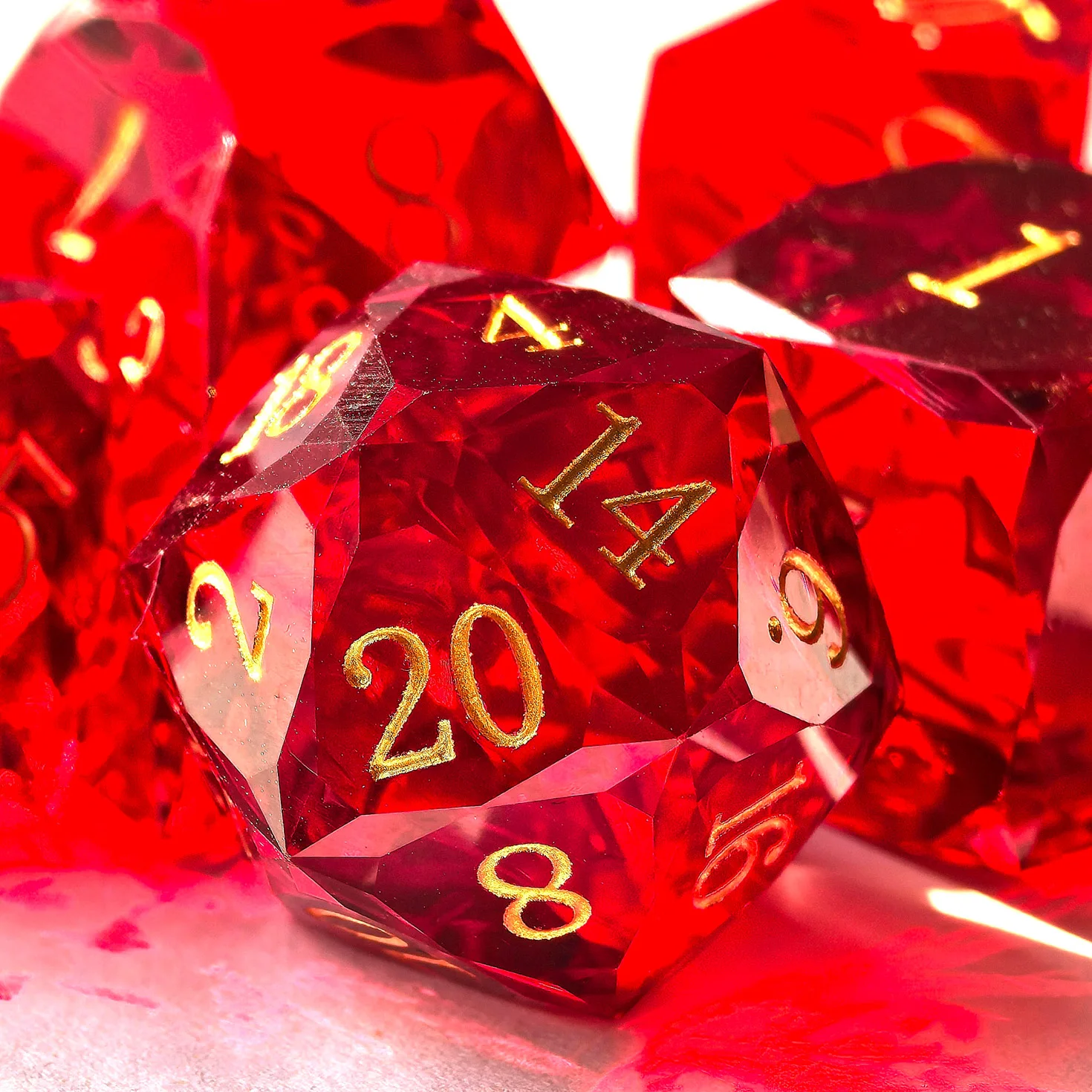 Crystal Multifaceted Polyhedral Dice Set 7 PCS for DND, RPG Tabletop Gaming, Collectors | Tinbox Packing, Gemstone Effect Dice