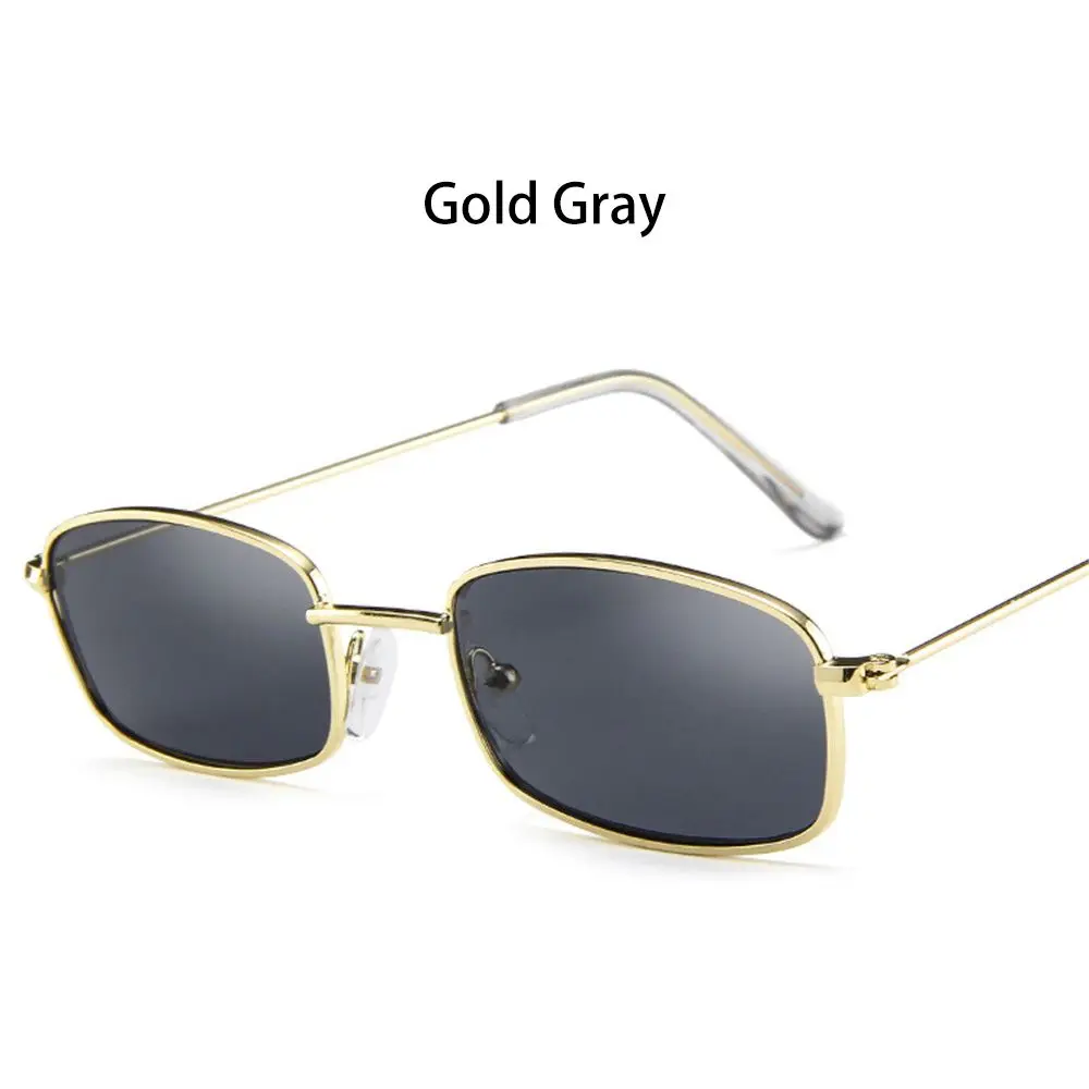

Fashion Steampunk UV400 Small Retro Shades Metal Frame Sun Glasses Rectangle Sunglasses
