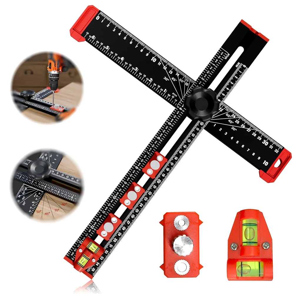 T-shaped Perfuração Posicionamento Régua Combinação Ângulo Régua Gabinete Hardware Jig Drawer Instalação Carpintaria em 1