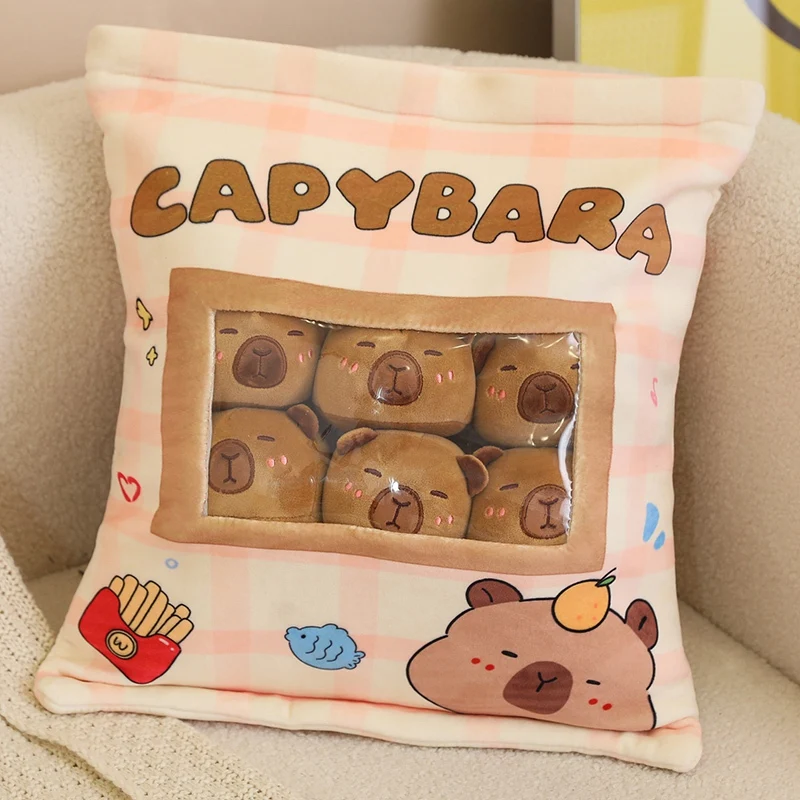 Six Balls Capybara Bag Cartoon Newt Animal Squishy Mini Dolls Plush Pillow Office Nap Food Snack Plushie Peluche Gift