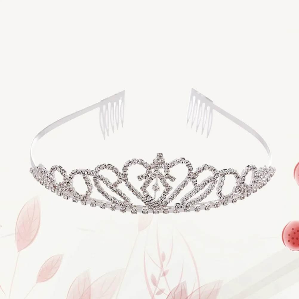 

Love Heart Wedding Tiara Crown Rhinestone Bridal Hair Accessory Elegant Bridal Jewelry for Bride Engagement Party Pageant
