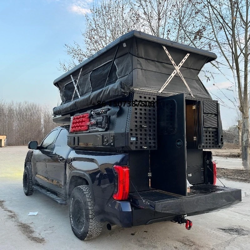 Lightweight 270 Awning Matching Roof Tent Soft Side Pop up Truck Camper Quick Setup Aluminum Slide in Camper
